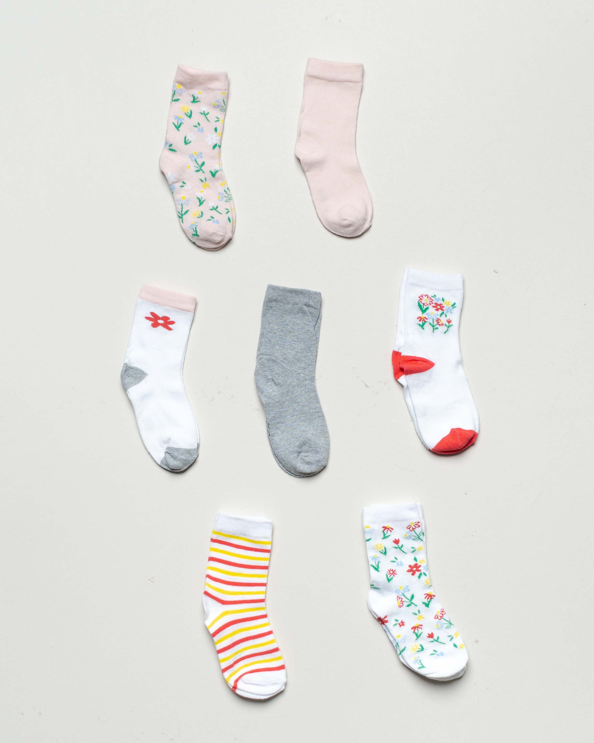 7 Paar Socken Gr. 23-30 – NEU Blumen bunt Mädchen Junge