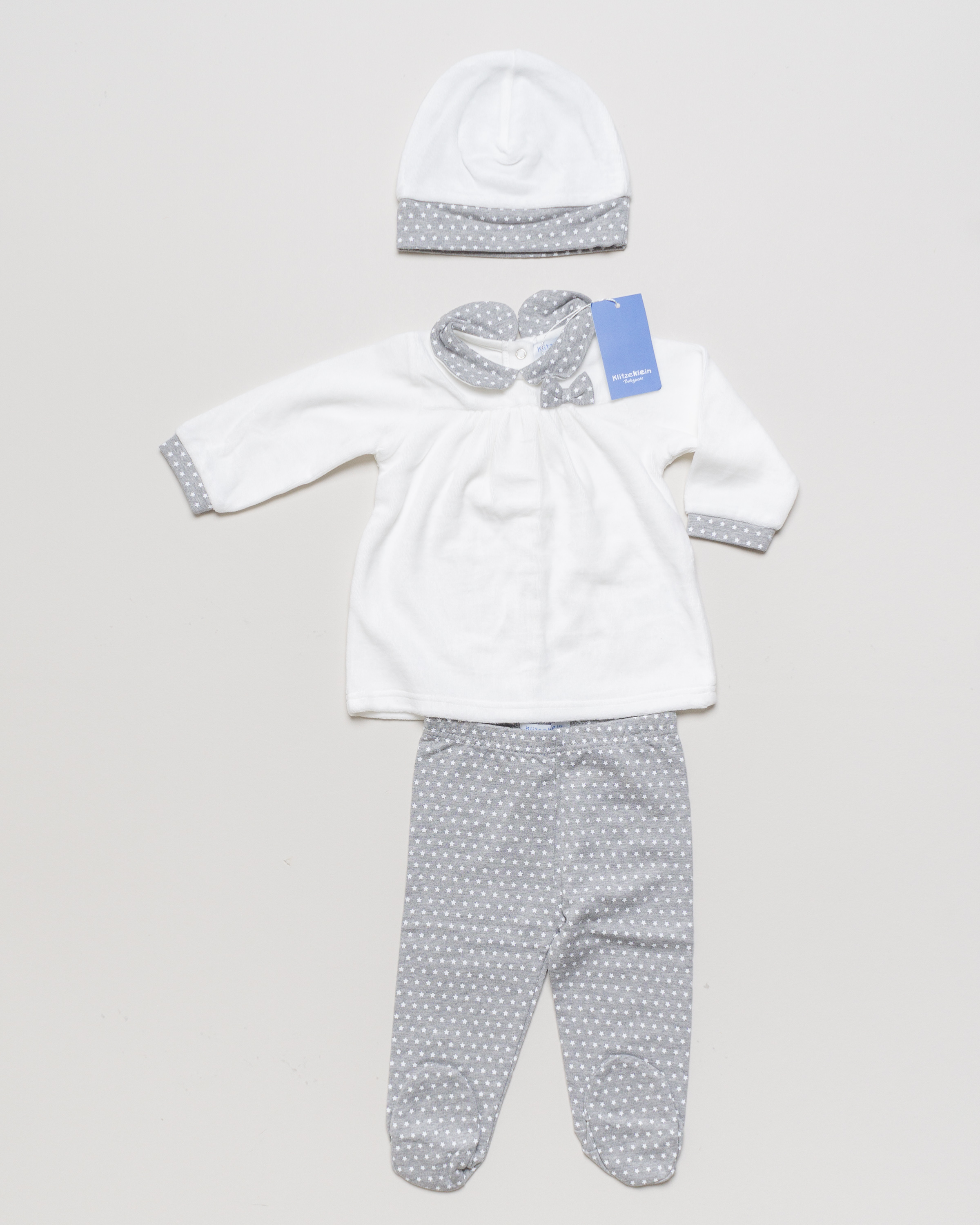 3er Set Gr. 74 – NEU Klitzeklein Babywear pastell uni grau Kombi Outfit Set Pack