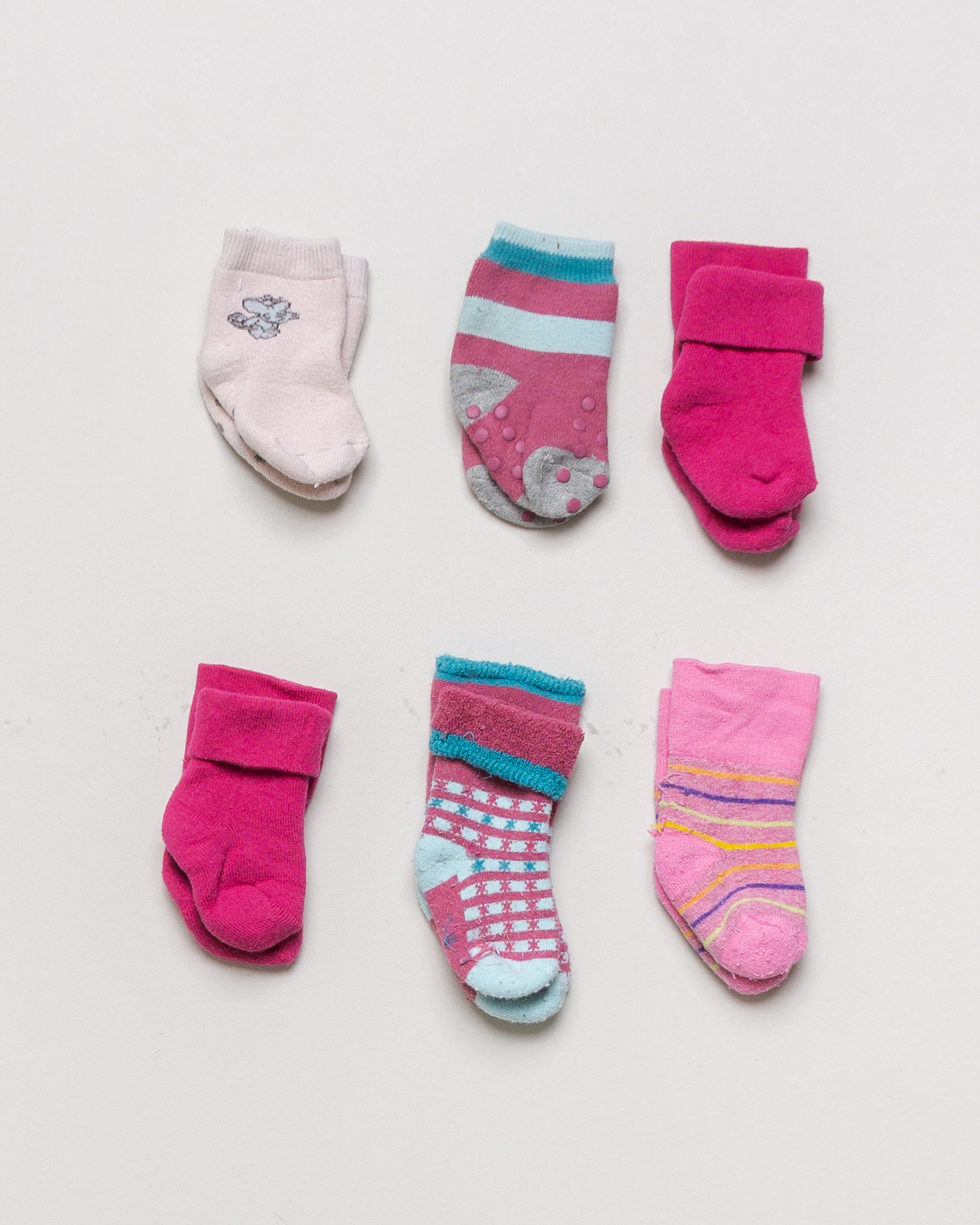 6 Paar Socken Gr. 23-26 – Streifen Sterne Stoppersocken pink Maus