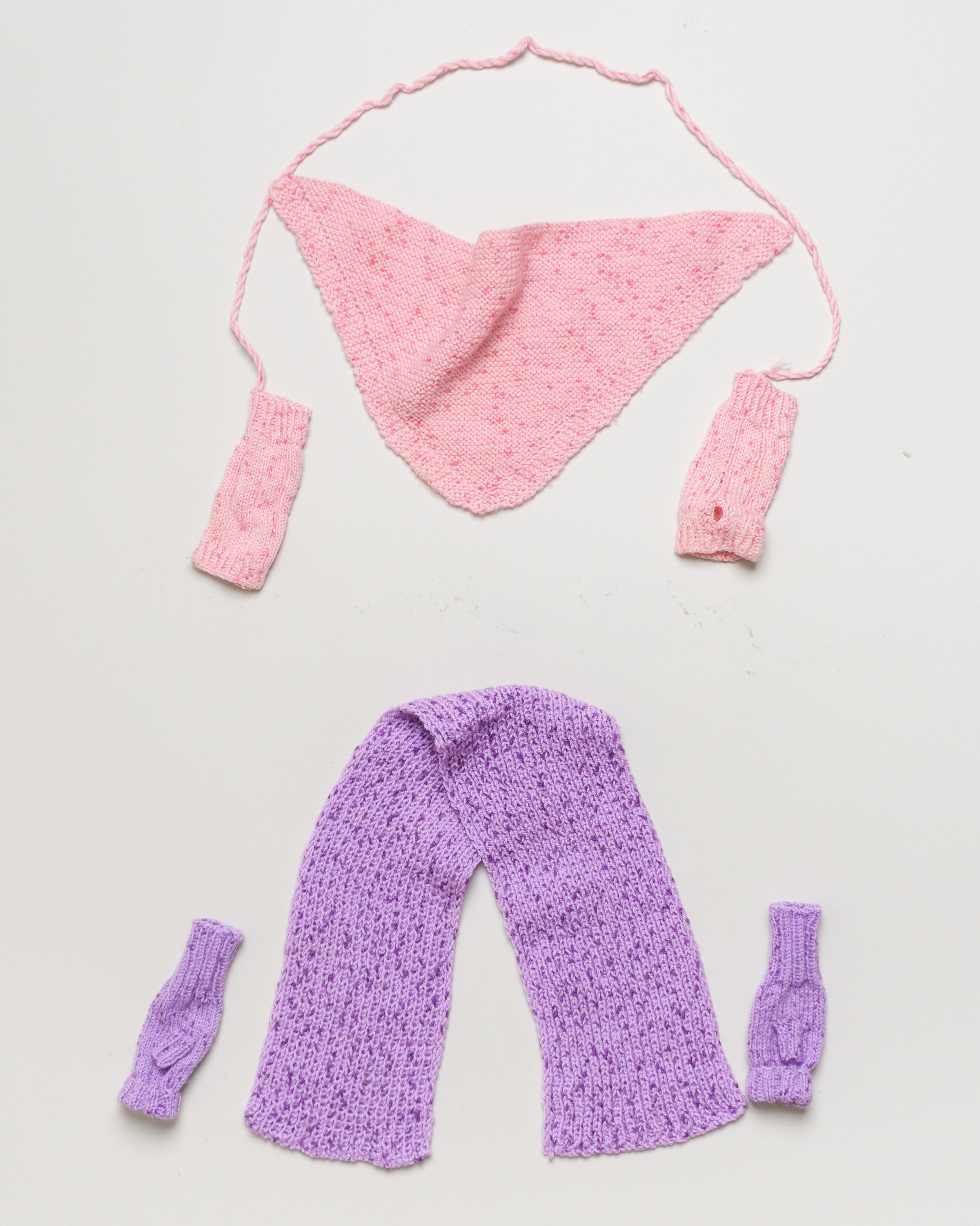 1 Schal & Handschuhe Set Gr. 92-110 – rosa lila Strick Kombi Tuch Handwärmer