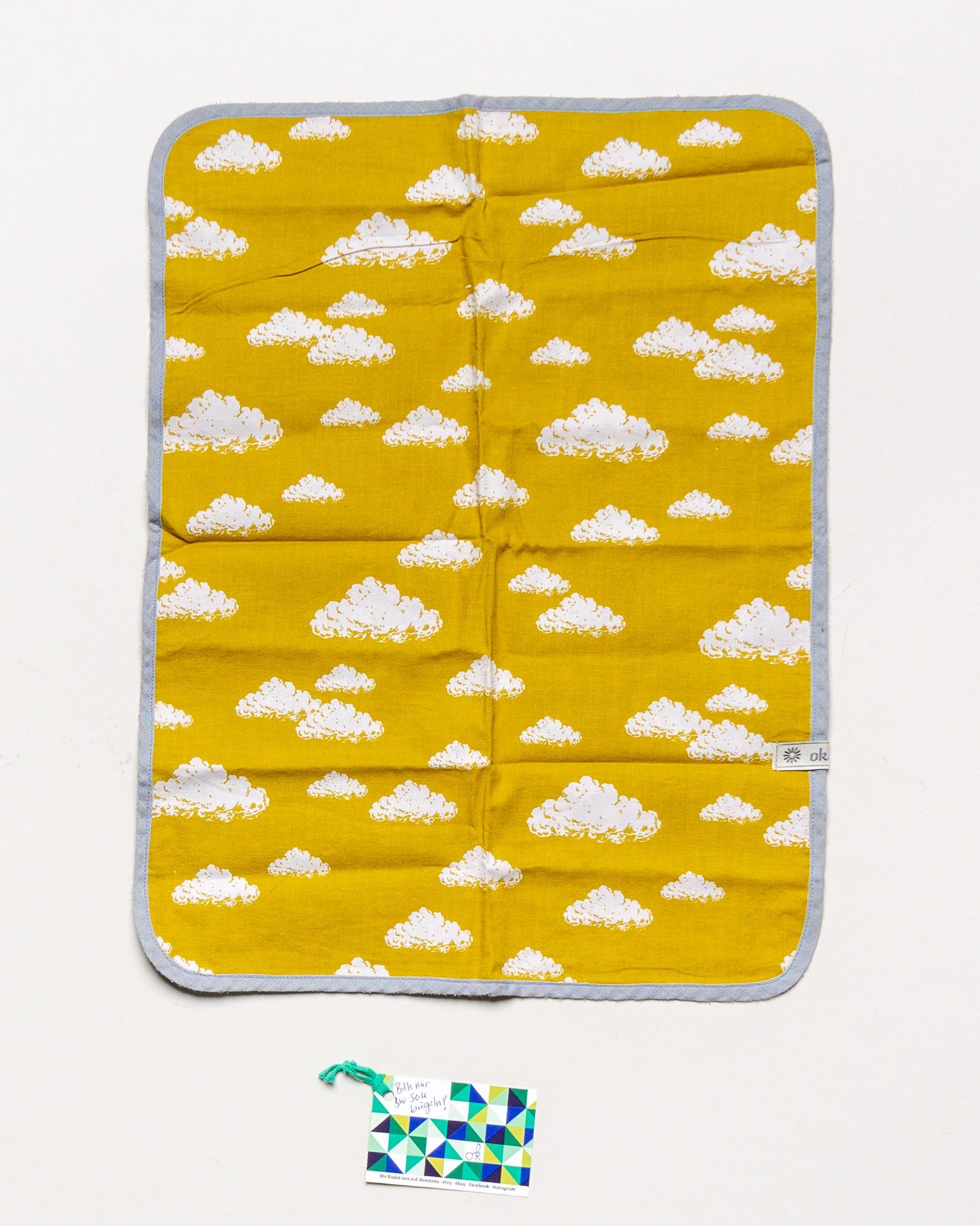 1x Wickelunterlage Uni Size – Erstausstattung Newborn Baby handmade für Unterwegs Windeln Türkis Ocker Gelb