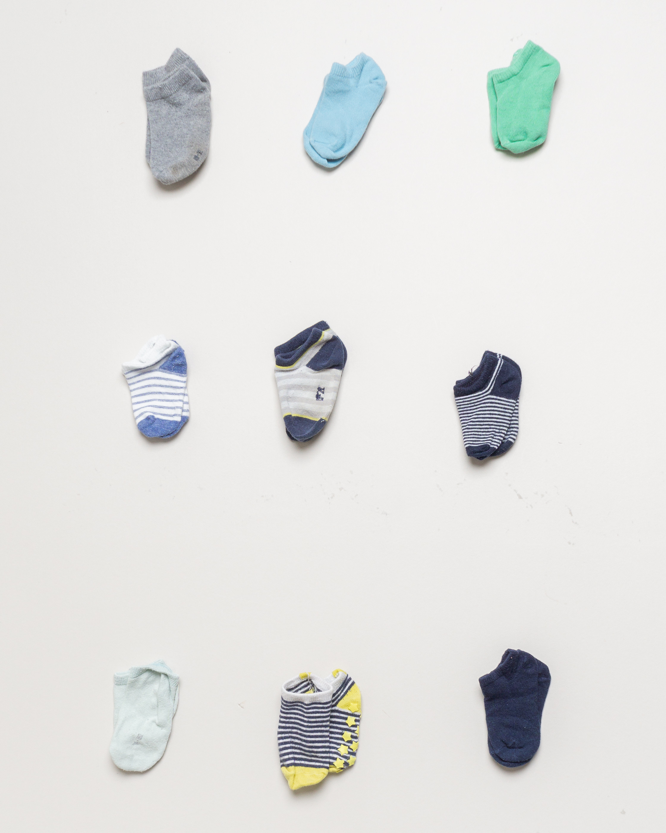 9 Paar Socken Gr. 18-22 - Set Pack Uni Blau Grau Grün